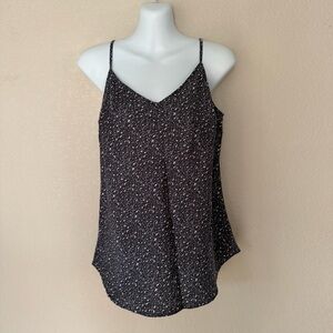 Garnet Hill 100% Silk Camisole Tank Top Size 6 Blue Gray Print Spaghetti Strap